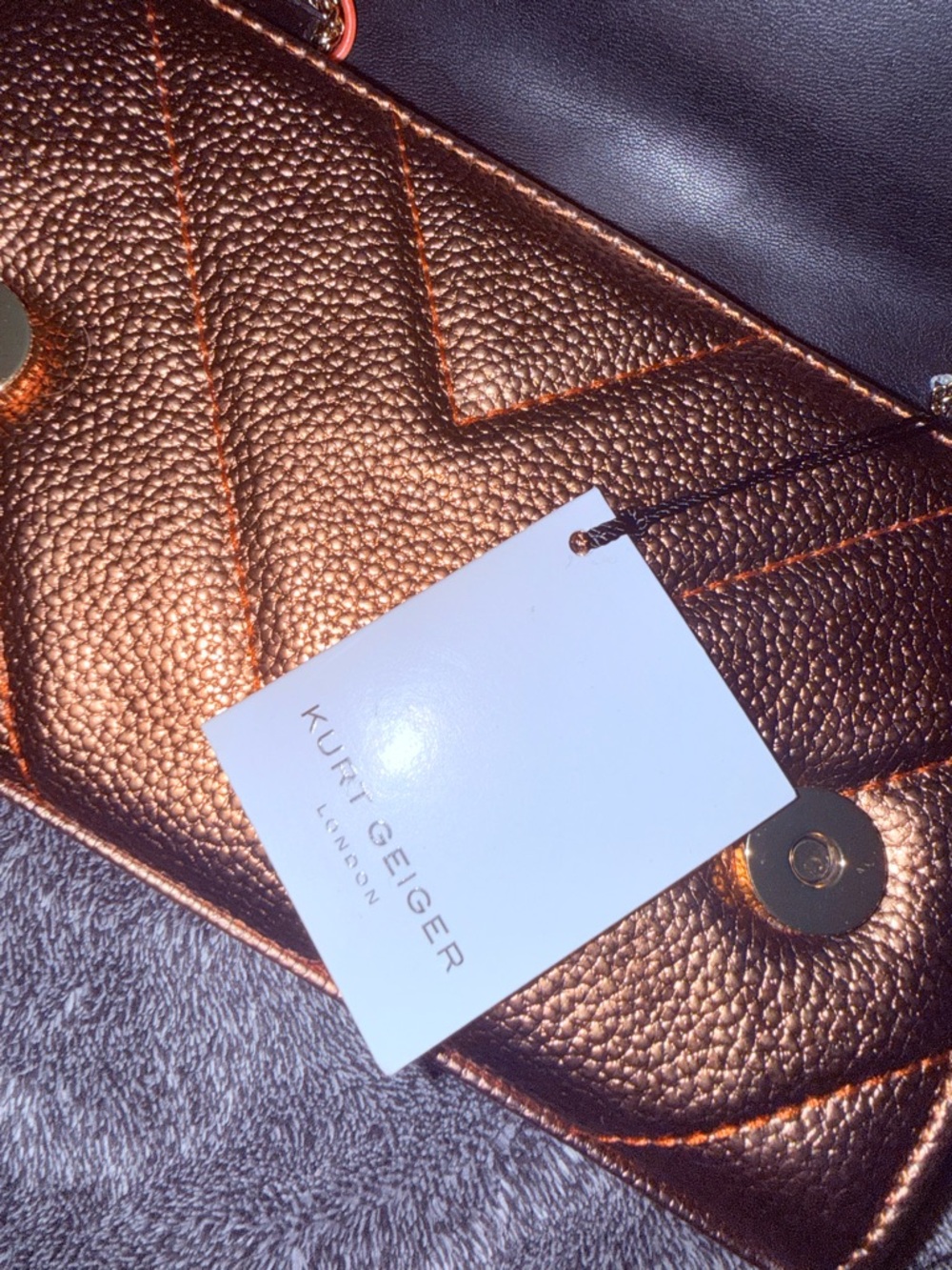 Kurt Geiger Metallic Copper Quilted Crossbody Bag